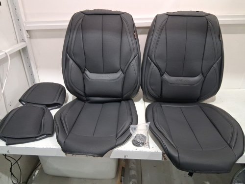 6PC coverado faux leather luxury front seat covers - universal - BLACK image 4