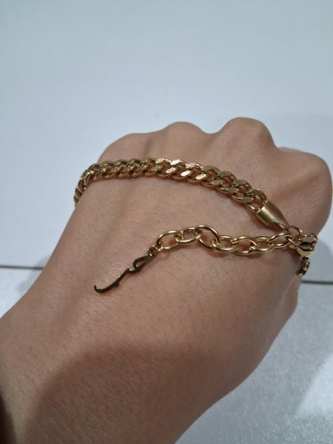 Cuban link adjustable bracelet with "حُبّ/love" drop charm - 7" - 8"/15mm charm/5mm width - gold image 4