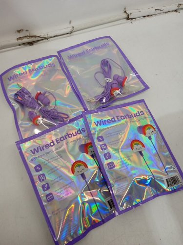 4pk GEMS Kid's Wired Earbuds 3.5mm Aux Cable  - Rainbow Cloud / Purple (Model: 080-17-3277) image 3