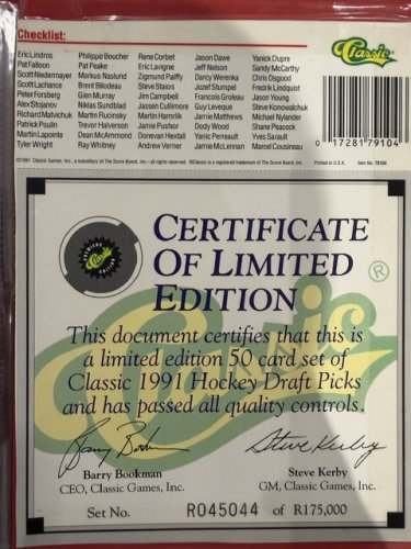 43 CARD CLASSIC 1991 HOCKEY DRAFT PICK CARDS LIMITED EDITION #45,044 / 175,000 image 10
