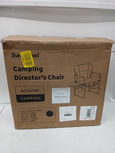 2PK SUNNYFEEL Heavy Duty Oversized Portable Folding Camping Directors Chair with Side Table AND CARRYING BAG - 500LBS CAP - BLACK/GREY (MODEL: ‎AC3008F) image 3