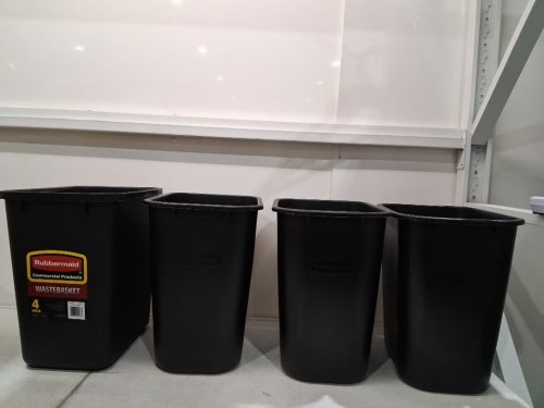 4PK RUBBERMAID RECTANGULAR WASTEBASKET TRASH CAN - 28QT/26.5L - BLACK (MODEL: 2063171) image 4