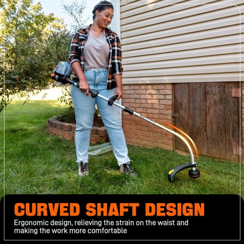 SENIX 4-Cycle Curved Shaft Gas Powered String Trimmer - 17.7" - Blue/Grey (Model: GTC4QL-L) image 2