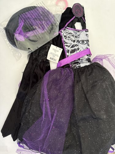 2PC GIRLS PARTYHOLIC SKELETON WITCH COSTUME - LARGE (10/12) - BLACK/PURPLE image 2
