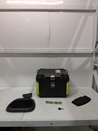 Motorcycle Top Case, Aluminum Luggage Case with Security Lock, Storage Carrier Case Luggage, Waterproof Motorcycle Trunk - 16" x 10" x 12"- black image 3