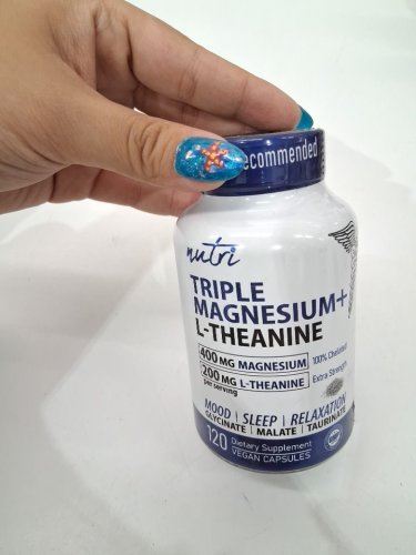 (120 caps) nutri triple magnesium l-theanine for mood sleep and relaxation - 400mg magnesium - 200mg l-theanine image 2