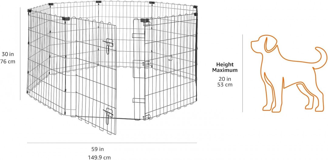 amazon basics Foldable octagonal Metal Pet Exercise Fence playPen With Door - 30" x 24" - black image 2