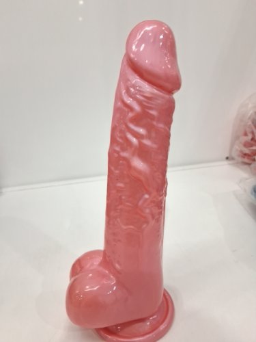 Suction Cup Dildo with Balls - 7" - rose PINK image 4