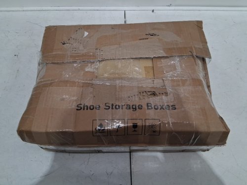 12PK Kuject Large closet Shoe Organizer Storage Boxes - 13” x 10” x 6” - black/clear image 2