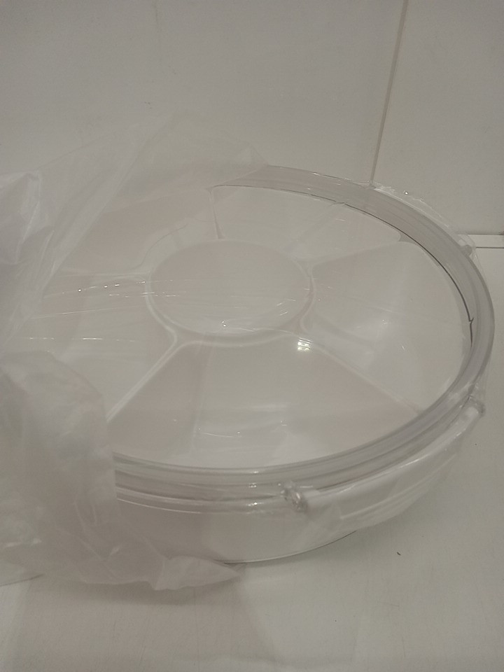 7pc Di Qiu Ren round serving container with dividers - Clear / White image 4