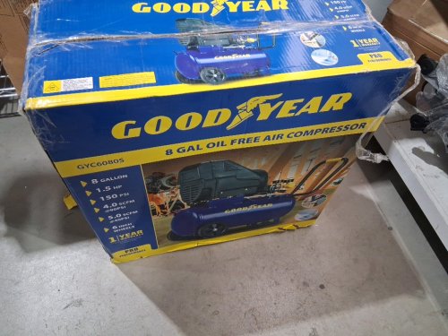 goodyear horizontal Portable Electric Air Compressor - 150psi - 8 gal - blue (model:GYC6080S) image 2