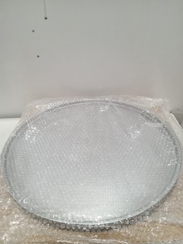 DN DECONATION Black Decorative Round Tray good for Jewelry, Perfume, Coffee Table, Vanity, Ottoman home decor- 14" - silver (model: CA5L095SL38) image 3