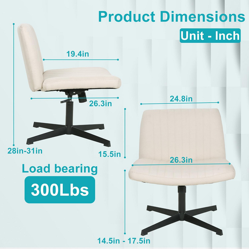 bestoffice criss cross-legged wide seat armless office chair with no wheels - beige (model: 0C-N865-BEIGE) image 2