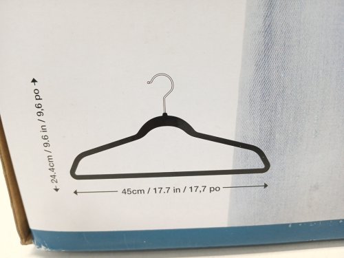 50PK Non-Slip velvet adult size Hangers - 17.7" x 9.5" - BLACK (MODEL: 1193759) image 4