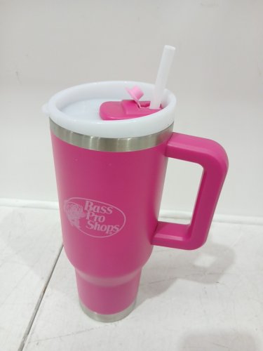 BPS INSULATED stainless steel Mug with Slider Lid and Straw - 40oz - Ultra Pink image 2