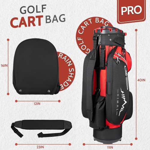 UNIHIMAL 14-Way Golf Cart Bag Pro with Full Length Divider Top - 40" - Red/Black image 2