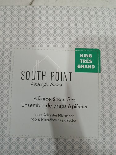 6pc South Point Home Fashions ERNESTO TILE PRINTED MICROFIBER sheet set - fitted sheet / flat sheet / 4 pillow cases - KING - WHITE/LIGHT GREEN (style: 1703335) image 4