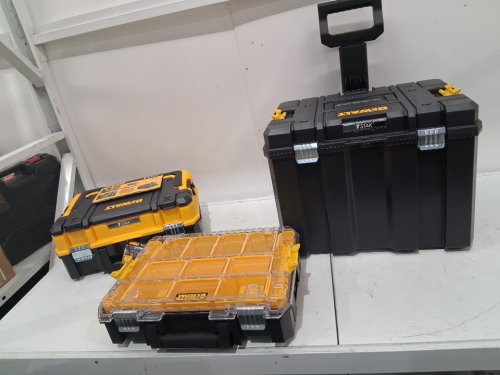3PC DEWALT TSTAK Modular Portable Tower Toolbox Removable Tool Storage System with Wheels - 20" x 17" x 27" - YELLOW/BLACK (MODEL:DWST60404) image 5
