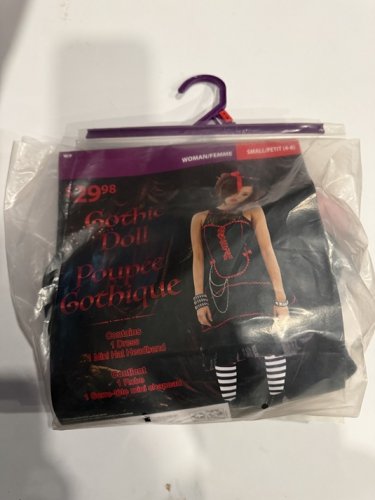 2PC WOMEN'S GOTHIC DOLL COSTUME SET - SMALL (4-6) - BLACK / RED (ITEM: 4566A) image 2