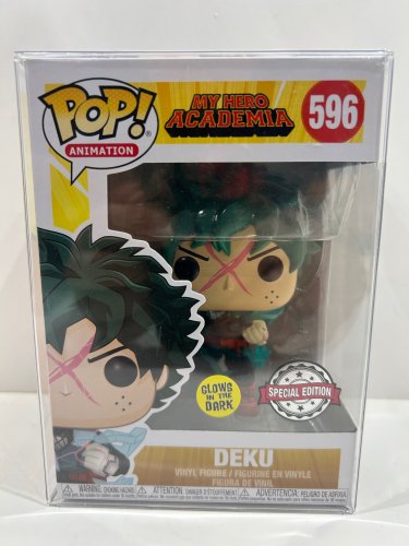 Funko pop! **glows in the dark**special edition** Animation: my hero academia - deku vinyl figure (#596) **plastic protector cover** image 3