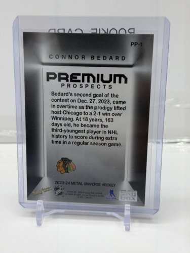 CONNOR BEDARD ROOKIE CARD - 2023-24 SKYBOX PREMIUM PROSPECTS METAL UNIVERSE (#PP1) image 3
