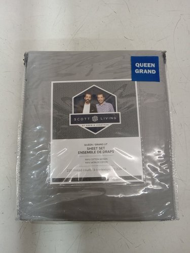 4pc scott living by drew & Jonathan 220 thread count cotton sheet set - queen size - FORMAL grey image 2