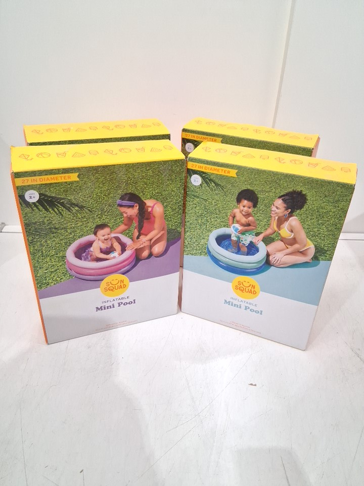 4 SUN squad circular 3-ring inflatable mini pool - 27" - BLUE & PINK image 2