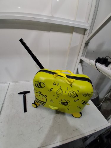2PC Costway Ride-on Kids Luggage Set with Spinner Wheels - Suitcase 18.5" x 10.5" x 14.5" 110LBS CAP - Backpack 10.5" x 12" 18LBS CAP - Black/Yellow (Model: ROA-18BEW-Y03+BPF-14BE-Y03) image 4