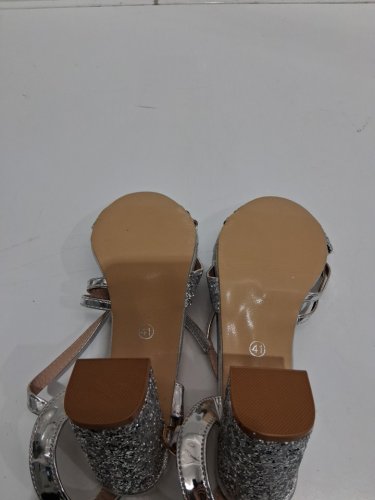 Women's Block Heel Dressy Sandals with Adjustable Ankle Strap-8.5-silver image 4