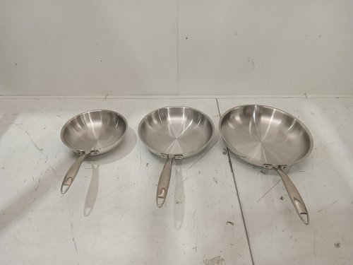 3PC MEYER ACCOLADE INDUCTION OVEN SAFE NO DRIP PROFESSIONAL COOKWARE PAN SET - 8" / 9.5" / 11" - STAINLESS STEEL (MODEL: 1801554) image 3