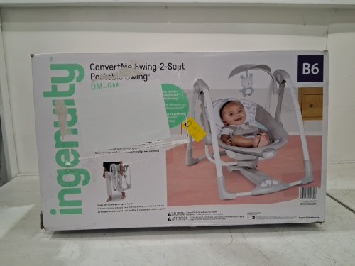INGENUITY CONVERTME SWING-2-SEAT CORDED PORTABLE SWING - OM TO 9M - RAYLAN FASHION / GREY (MODEL: 12189-ES) image 2