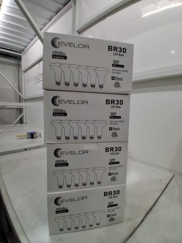 4 (6PK) Evelor LED BR30 Light Bulbs - 7W, 800LM, 5000K - WHITE- 24TOTAL (MODEL: BR30-7W5000K-6) image 2
