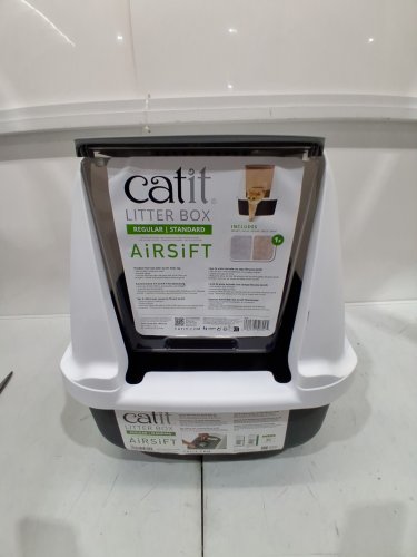 CATIT AIRSIFT CLEAN REGULAR HOODED LITTER BOX - 22.4" x 18.3" x  16.5" - GREY / WHITE (MODEL: 50702) image 2