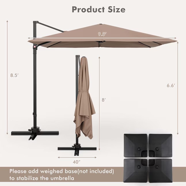COSTWAY Aluminum Offset Patio Umbrella - 8.5 FT x 9.5FT - NAVY (MODEL: NP10888) image 2