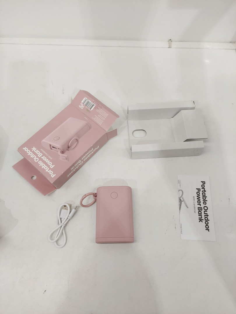 gems portable outdoor 12w power bank with carabiner - usb & usb-c output, 6000mah -  SOFT PINK image 3
