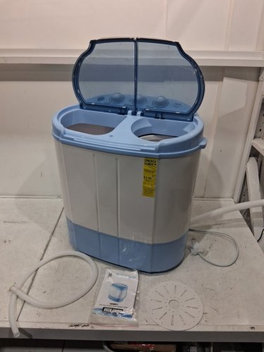 PYLE PURE CLEAN 2-IN-1PORTABLE WASHING MACHINE WITH WASHER & DRYER - 7.7LBS / 3.3LBS CAP - WHITE/BLUE (MODEL: PUCWM22) image 5