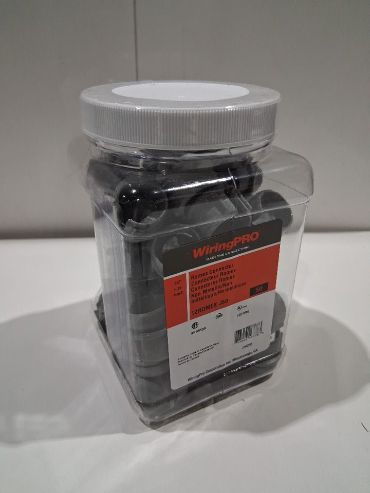 50PK WIRINGPRO ROMEX CONNECTOR - 1/2" X 1.27 MM2 - (MODEL: 12ROMEX-J50) image 2