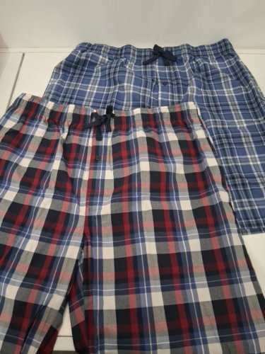 2PK MEN'S HANES WOVEN SLEEP SHORTS - EXTRA LARGE - RED/BLUE image 2