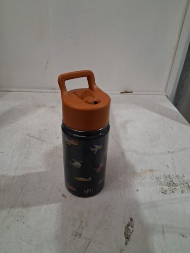Kids simple modern the summit pop up top water bottle - 14oz - airplanes/brown (model:sm2-s-14-wu-m) image 2