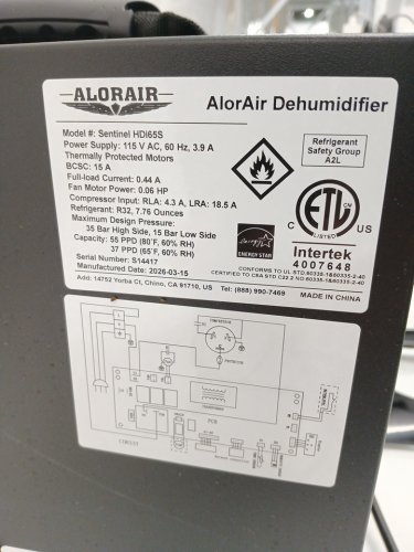 ALORAIR SENTINEL SERIES BASEMENT/CRAWLSPACE COMMERCIAL DEHUMIDIFIER WITH PUMP AND HOSE - (MODEL: HDI65S) image 8