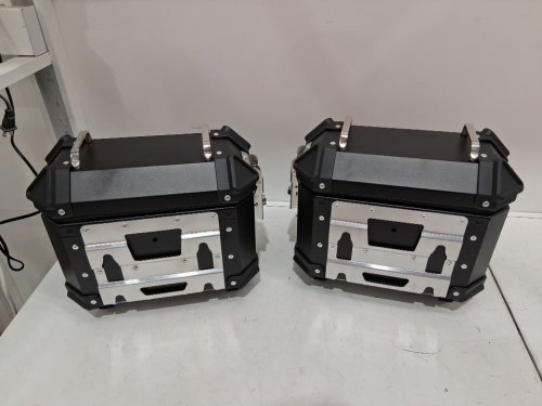 2pk Aluminum Alloy Motorbike Motorcycle Side Case Saddlebag Box with Safety Lock and Handle - 9L each - Black - (Model: Oreiletbgi9meqw64-11) image 3