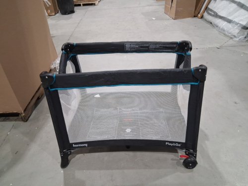 harmony play and go deluxe portable playard - for kids 5 to 30lbs - black/teal (model:0801010NTL) image 5