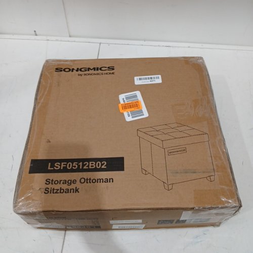 SONGMICS SMALL STORAGE OTTOMAN FOOTREST WITH LEGS - 15" X 15" X 15.8" - black - (model:lsf0512b02) image 2