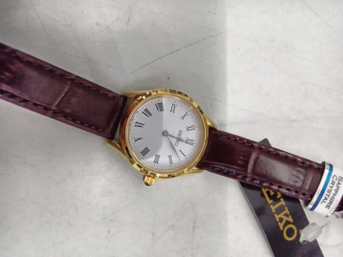 WOMENS seiko classic series sapphire crystal finish watch - 29mm - brown cowhide strap/ white dial (model: 4n30-00k0) image 2