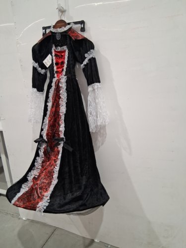 GIRL'S QUEEN OF THE DEAD DRESS WITH COLLAR - MEDIUM 8-10 - BLACK / RED (ITEM: 14977M) image 2