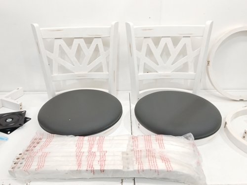 2PK Betterhood Swivel Counter Bar Stools with faux leather seats - 39" x 17" - 350lbs cap - White/Black (Model: NFK018) image 6