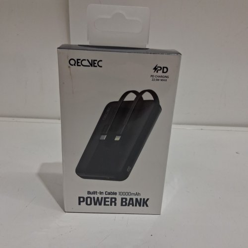 QECVEC 10000mAh Power Bank Fast Charging Portable Charger with Built-in USB-C & LIGHTNING Cables - 22.5W - black (MODEL: Q18) image 2