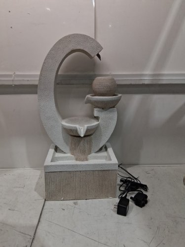 Qingyinge  Modern Outdoor Fountain Resin Outdoor Garden Fountains with Contemporary Design LED Light  - 31" - beige - (model: 2662) image 3