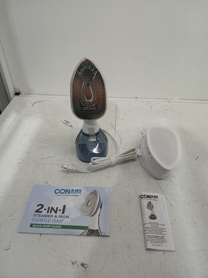 CONAIR 2-in-1 extreme steam steamer & iron - blue/white (model: gs408ctxc / 1554563) image 3