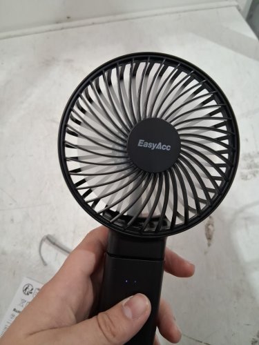 easyacc mini portable handheld pocket fan with stand, lanyard and charger - black image 3